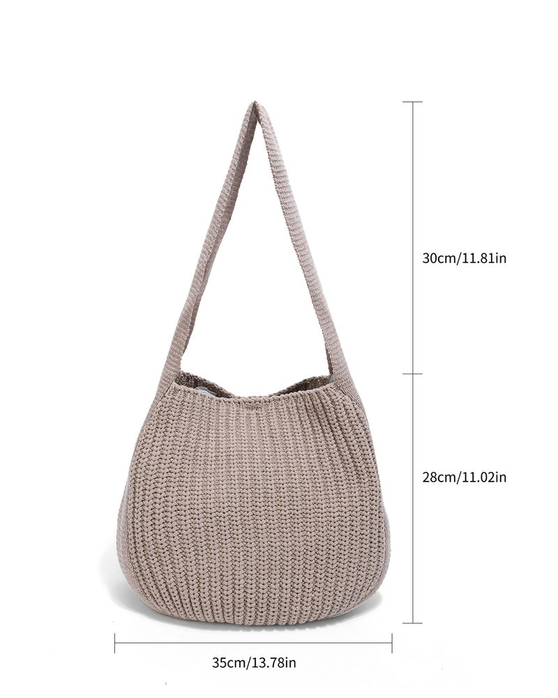 ENBEI Women's Shoulder Handbags Crocheted Bags Large knit bag Tote bag aesthetic for school cute Tote bags Beach Bag Tote - Image 2